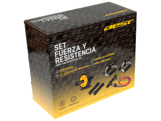 Descripción: Set incluye: 1 kg Mancuerna x 2pcs Set eslásticos 3 unidades de 5, 7 y 9kg resistencia Soporte de flexiones / Rueda de abdominales Descripción: Set incluye: 1 kg Mancuerna x 2pcs Set eslásticos 3 unidades de 5, 7 y 9kg resistencia Soporte de flexiones / Rueda de abdominales