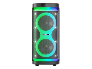 Descripcion: Voltaje: 220V. Tipo de parlante: woofer. Apto para uso en exteriores. Con conectividad bluetooth. Tiene luces led. Función de karaoke incorporada. Batería recargable. Respuesta mínima de frecuencia de 90Hz y máxima de 20kHz. Potencia de 80W. 