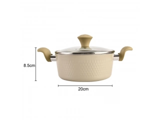 &iexcl;Dale un toque de elegancia a tu cocina con la Olla cer&aacute;mica de 20 cm martillada! Con su dise&ntilde;o en color Beige y un di&aacute;metro de 20 cm, esta olla es perfecta para preparar tus comidas favoritas con estilo. Su recubrimiento interior antiadherente facilita l