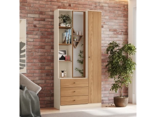 Ropero 2 puertas 3 cajones -1 Puerta con espejo -Producto realizado en MDP y MDF -Cajones con correderas telesc&oacute;picas -Interior 100% estantes -Estanter&iacute;a extrerior. Altura: 180,5 cm Ancho: 80 cm Profundidad: 40 cm