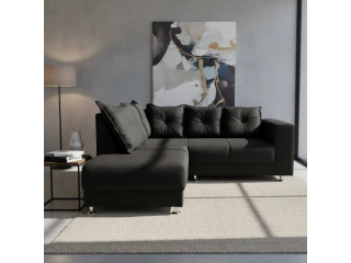 COLOR GRIS Y NEGRO. Sofá esquinero en tela con almohadones individuales. Medidas: 2.00x1.70m. COLOR GRIS Y NEGRO. Sofá esquinero en tela con almohadones individuales. Medidas: 2.00x1.70m.