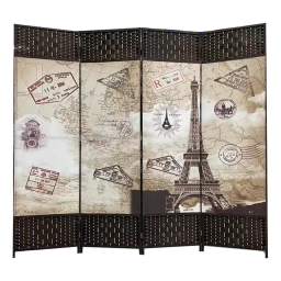 Biombo de Ratan y madera con dise�o