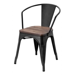 Silla TOLIX Metal c/Posabrazos Asiento madera
