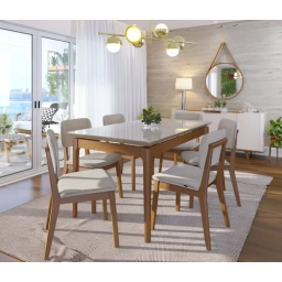 Mesa de comedor MADERA MACIZA TAPA MADERA VIDRIADA
