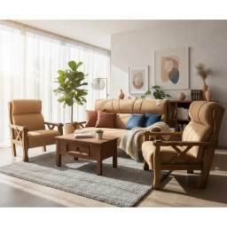 Juego de living 3+1+1 HAMBURGO Madera tapizado