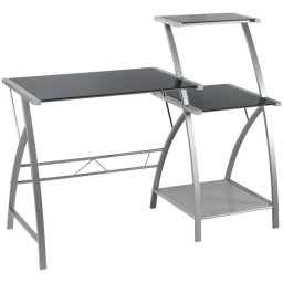 Escritorios con estantes metal y vidrio gris HM-ST25732