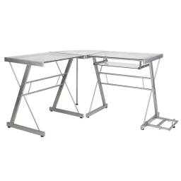 Escritorio esquinero estantes metal y vidrio XJH-N-0617