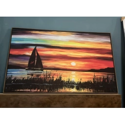 Cuadro Velero atardecer horizontal 1.50 x 1.00 mts.