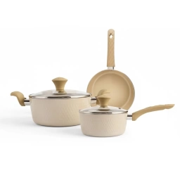 Bateria de cocina 5 pzas. CERAMICA Crema