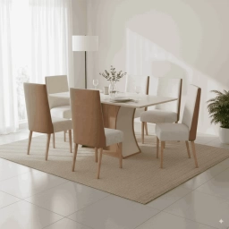 Juego de comedor NATURE Mesa 1.60 + 6 sillas Tapiz.