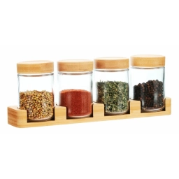 Especieros y condimentero 4 Unidades tapa bambu 200 ml