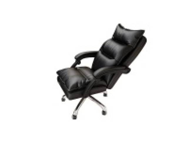 Descripcion: Silla giratoria ecocuero, posabrazos y apoyapiés. Es reclinable! Asiento ULTRA acolchonado, patas metálicas. Disponible en negro o marrón.