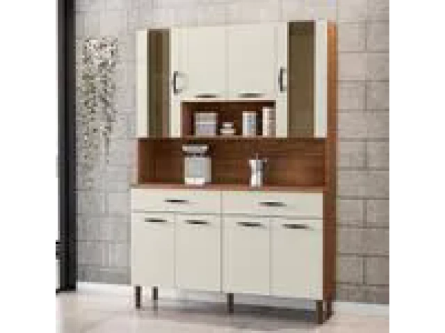 Descripcion: 8 puertas 2 cristaleros 2 cajones rieles metalicos Cod: 197-8907 - COLOR  Nogueira off white Medidas : 1.22 x 1.85 x 0.36 CM
