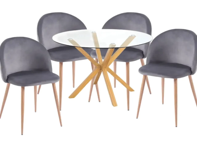 Descripcion: MESA EN MADERA MDF NO TAPS DE VIDRIO. COLOR CAOBA OSCURO. Modelo Silvi Tipo Juegos de comedor Dimensiones de las sillas 50 x 56 x 85 cm Dimensiones de la mesa 120 x 120 x 75 cm Color de la silla Gris Color de la mesa Café oscuro Material de l