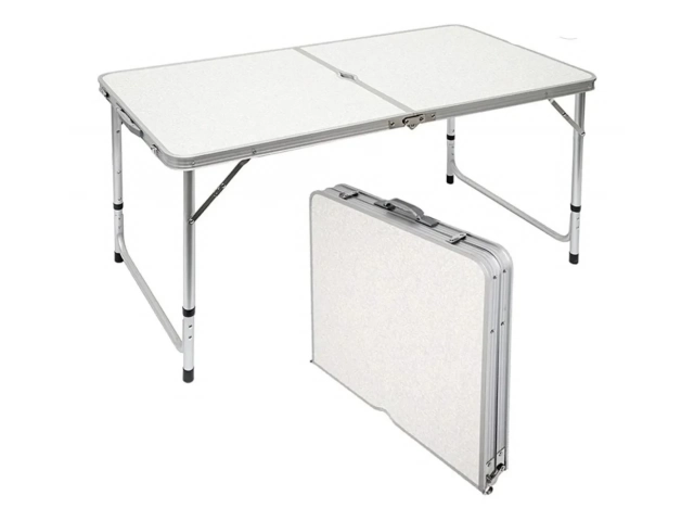 Descripci&oacute;n Excelente mesa plegable de aluminio Practica para usar y no ocupa espacio al guardarla Medidas120x60x70cm Material: Aluminio Colores: Blanco. Soporta Hasta 40Kg