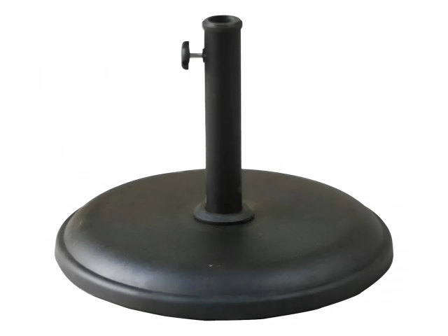Descripción Esta base para sombrilla, con un peso de 16 kg, está fabricada con concreto y acero, lo que garantiza su durabilidad y resistencia. Sus dimensiones son de 45 cm de ancho y 27 cm de alto, lo que la hace ideal para diferentes tipos de sombrillas