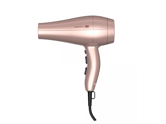 L&iacute;nea: Keration Voltaje: 220v Accesorios: 2 boquillas, 1 Difusor Motor: AC Atributos adicionales: Aro para colgar Largo del Cable:: 2,20 mts Beneficios: 3D Therapy Ion Plus Color: Rose Potencia: 2300 watts Velocidades: 2 velocidades Temperaturas: 3 temper