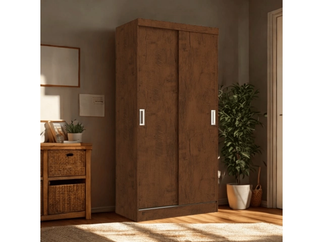  ROPERO DALIA 2 PUERTAS CORREDIZAS Cod: 20009 - 32 - Legno naturale Y BLANCO  Medidas : 0.90 x 1.83 x 0.49