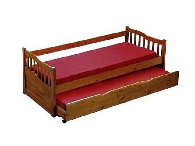 Cama marinera en madera maciza. Ref. 13.2 Cama principal para colch&oacute;n 90&times;190 cm, cama auxiliar para colch&oacute;n 80&times;185 cm. C&oacute;digo: 184364 Alto: 65 CM Profundidad: 100 CM Ancho: 197 CM