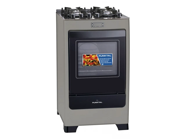 Cantidad de hornallas: 4. Voltaje: 220V. Tipo de puerta del horno: Con visor. Profundidad de 63.8 cm, ideal para espacios de cocina compactos. Capacidad en volumen del horno de 60 L para m&uacute;ltiples platillos. Sistema de encendido electr&oacute;nico para prender l