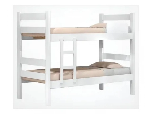 Estructura de madera  que admite hasta 90 kg por cada nivel de 1 plaza para soportar el peso de uso diario. Escalera incorporada que permite el acceso a la cama superior facilitando la subida y bajada del usuario. Barandas laterales en la parte superior q