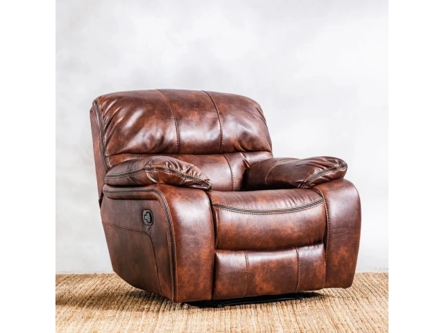 Línea Reclinable Modelo Niza Tipo de producto Sillón Cantidad de cuerpos 1 Características de la estructura Materiales de la estructura Madera Material de relleno del respaldo Espuma Otros Es sofá en caja Sí Diseño Material del tapizado Tacto cuero Es